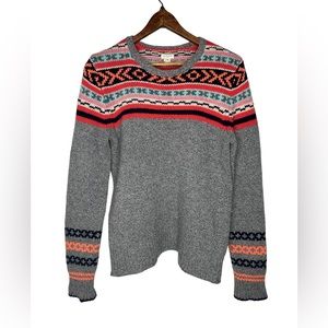 J. Crew Factory 100% Lambs Wool Fair Isle Sweater - medium